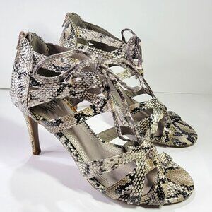 IMPO Strappy Snake-Print Sandal Pumps, Low Heel, Size 7